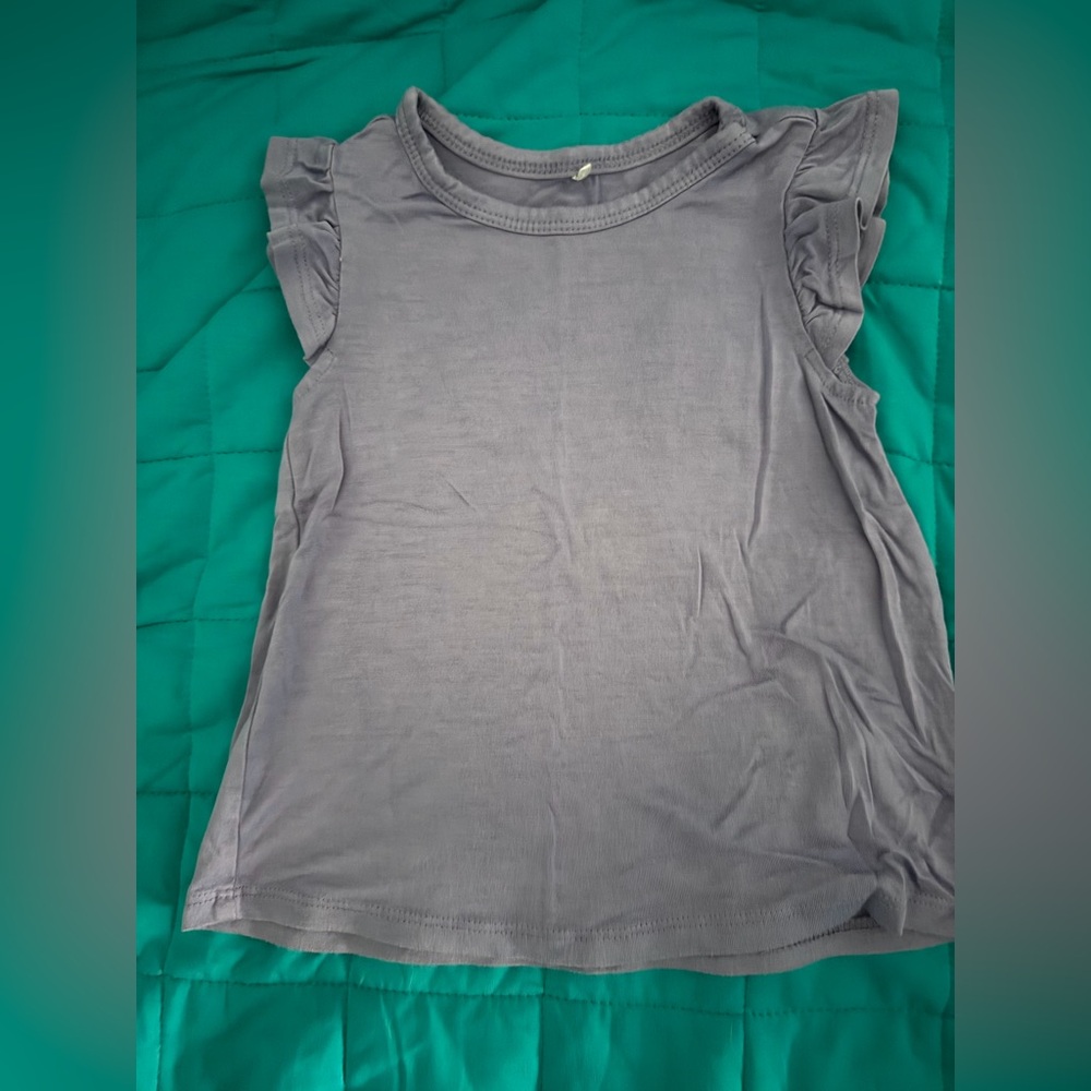 Posh Peanut Purple Flutter Sleeve Tee 2T GUC